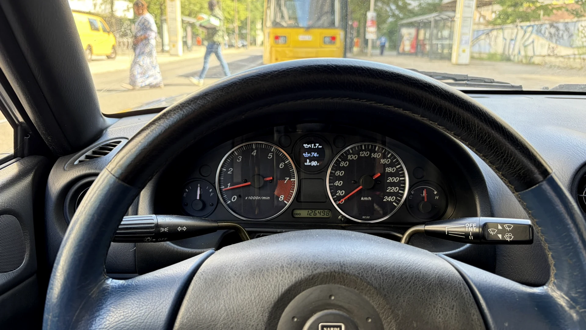 Levo Gauge operating in a real MX-5 during road testing